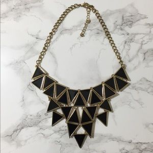 Black and Gold Triangle Statement Necklace